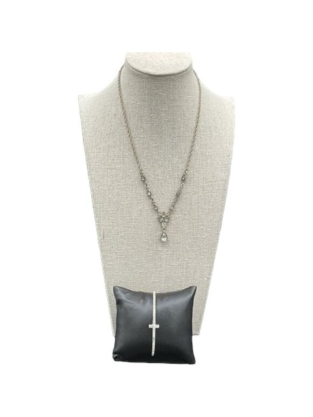 Vintage-Style 1928 Jewelry Necklace & Bracelet With Rhinestone Accents